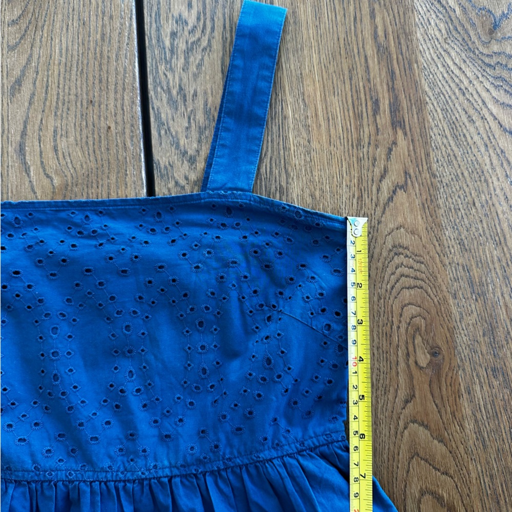 Uniglo Cotton Sun Midi Dress Eyelet Smocked Pockets Blue Size XS Women's - Picture 11 of 16